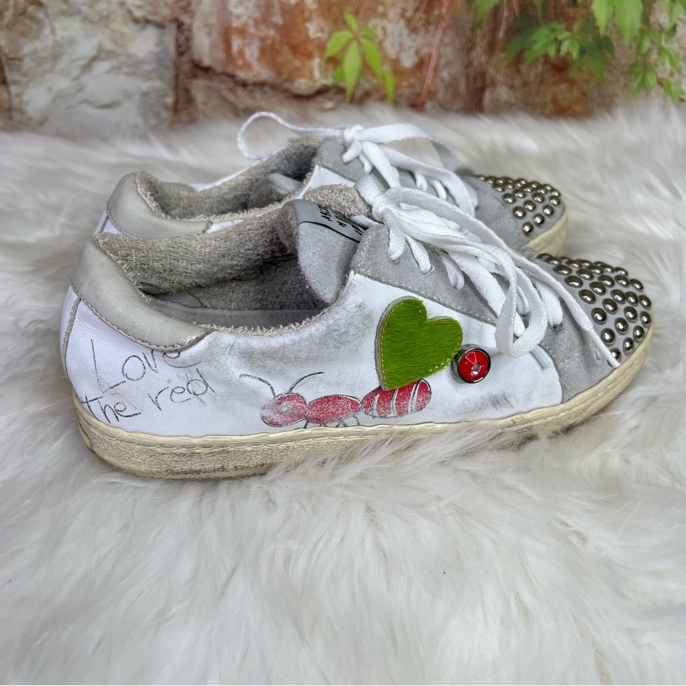 MELINE Lace Up Italian Embellished Sneakers, 38 - Picture 7 of 11